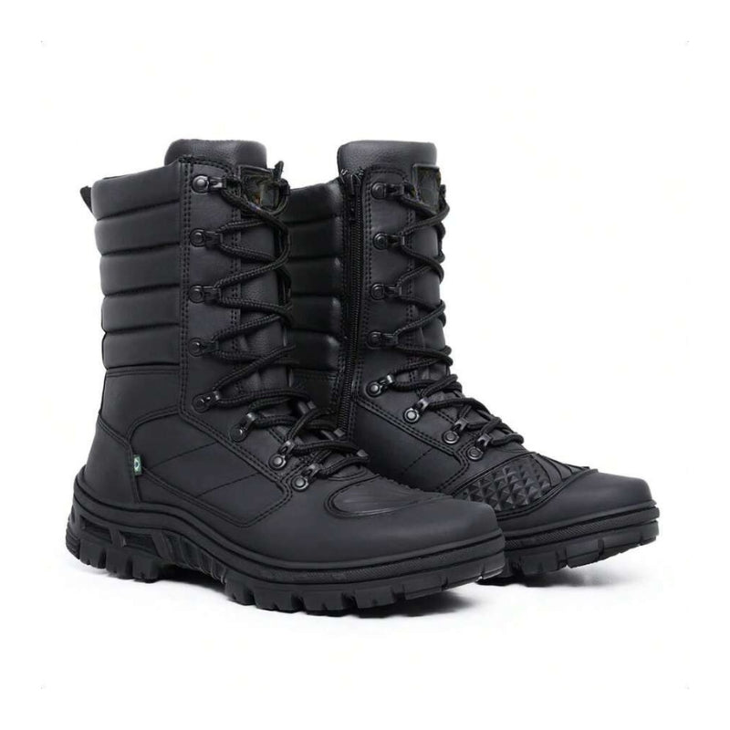 Bota Masculina Para Andar de Moto Fechamento Zíper - Couro