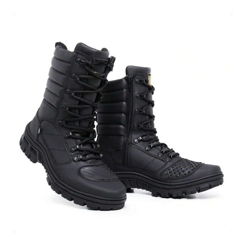 Bota Masculina Para Andar de Moto Fechamento Zíper - Couro