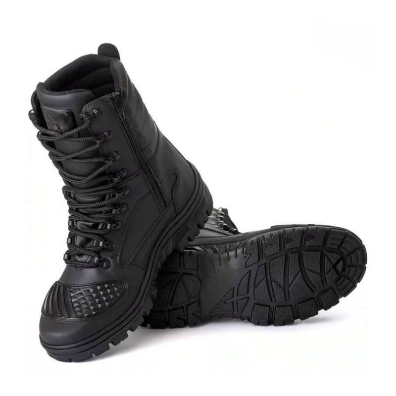 Bota Masculina Para Andar de Moto Fechamento Zíper - Couro