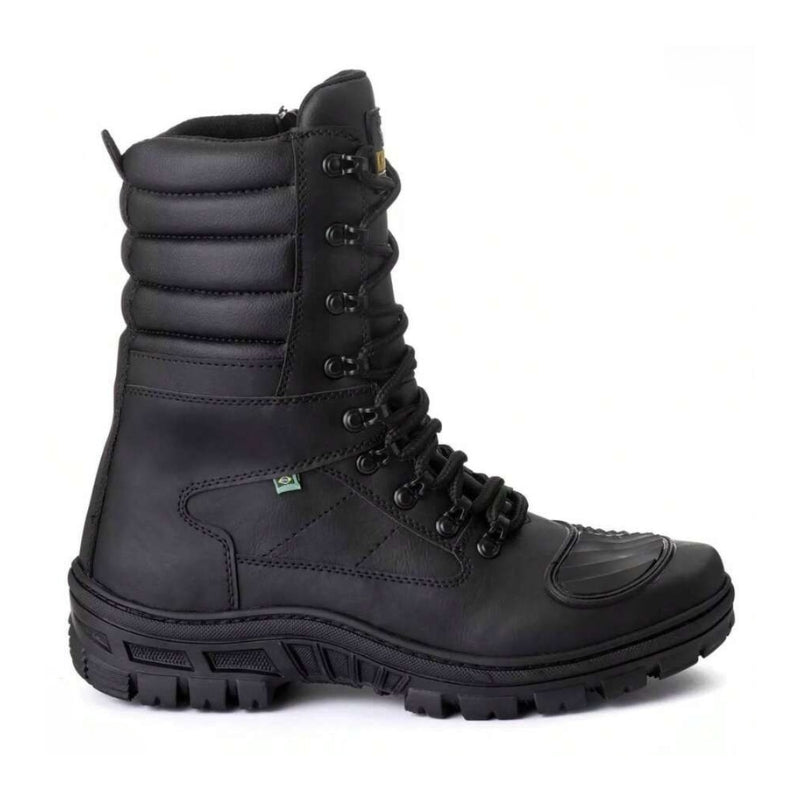 Bota Masculina Para Andar de Moto Fechamento Zíper - Couro