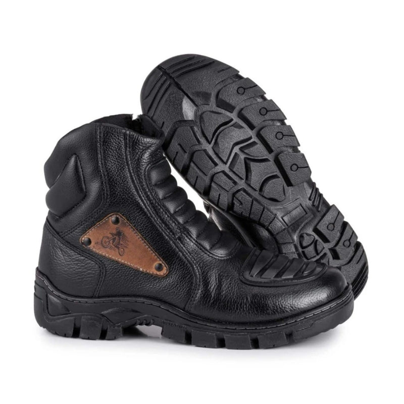 Bota Para Motociclista Masculina Couro Resistente