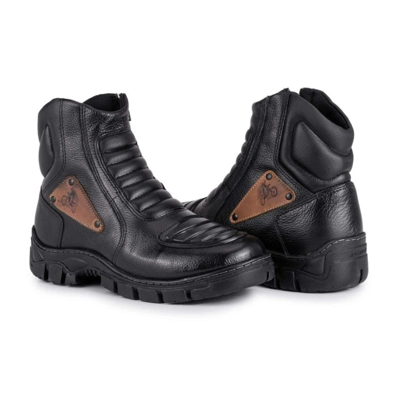 Bota Para Motociclista Masculina Couro Resistente