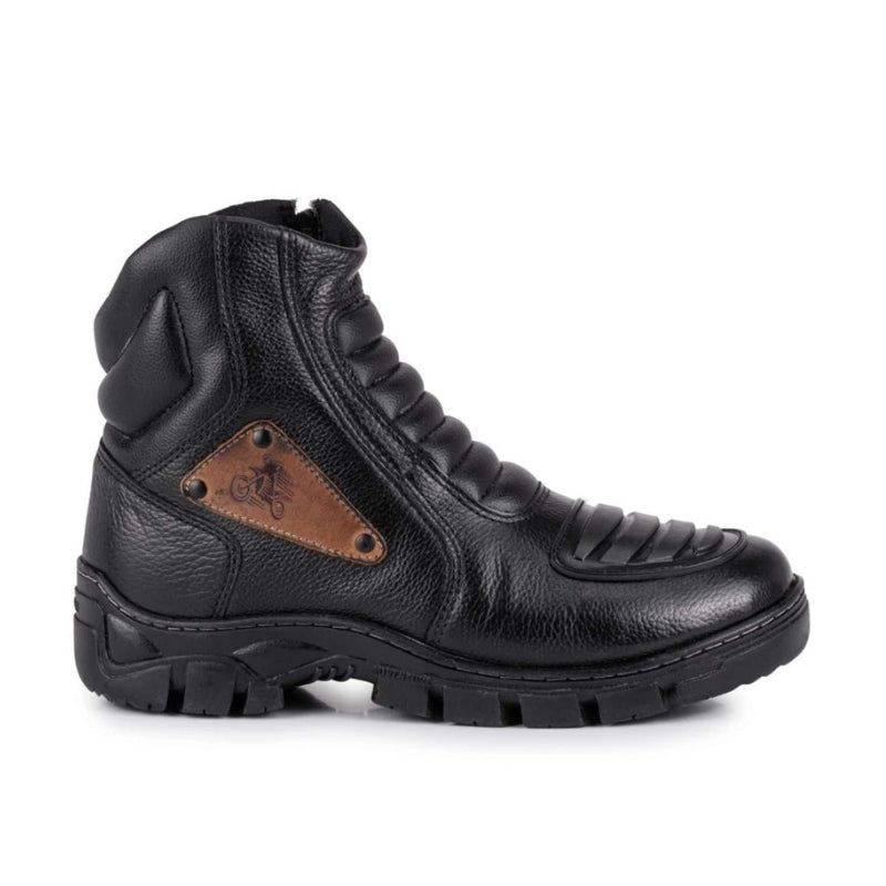 Bota Para Motociclista Masculina Couro Resistente