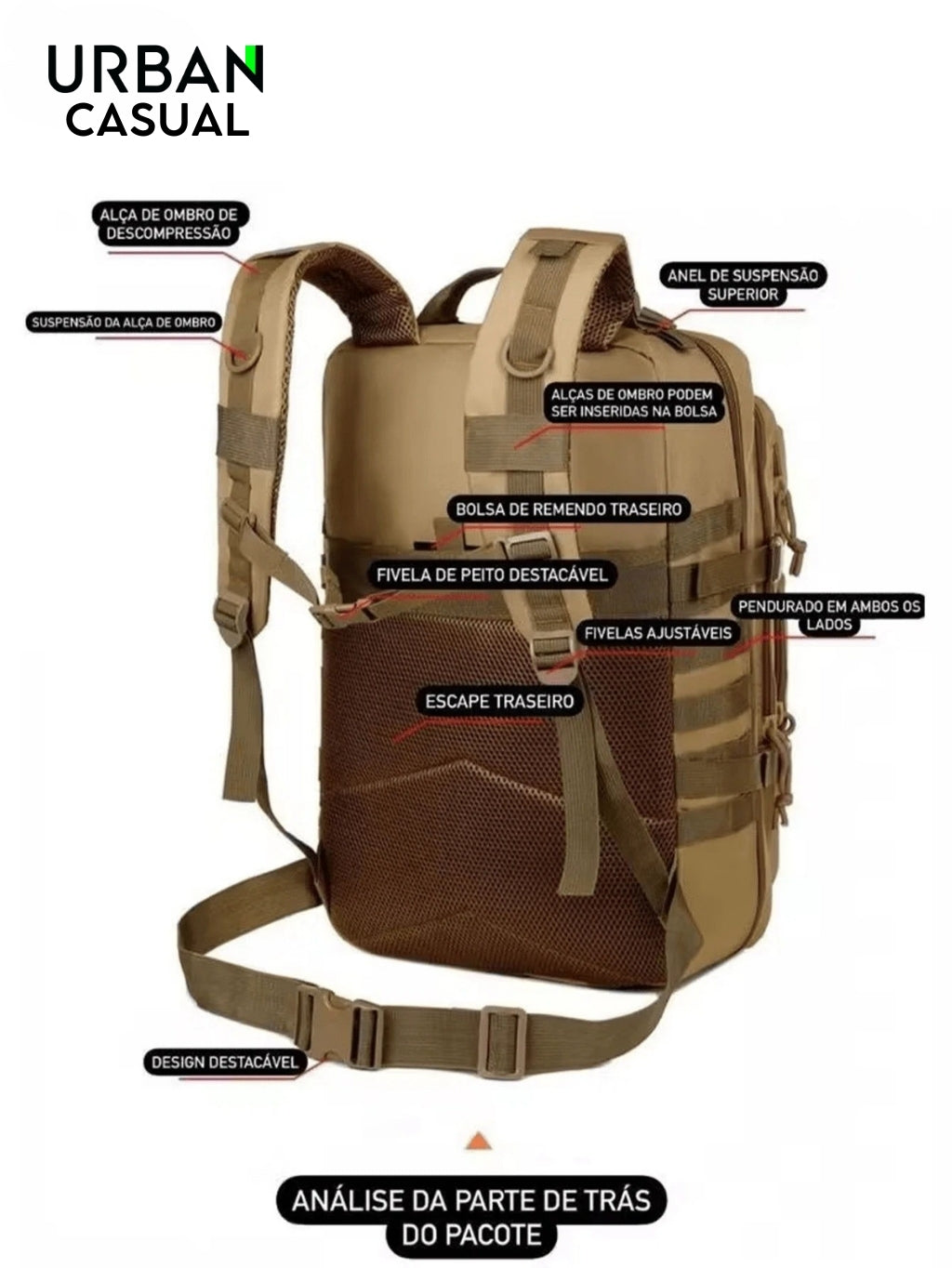 Mochila Masculina Militar Tática Impermeável 50L