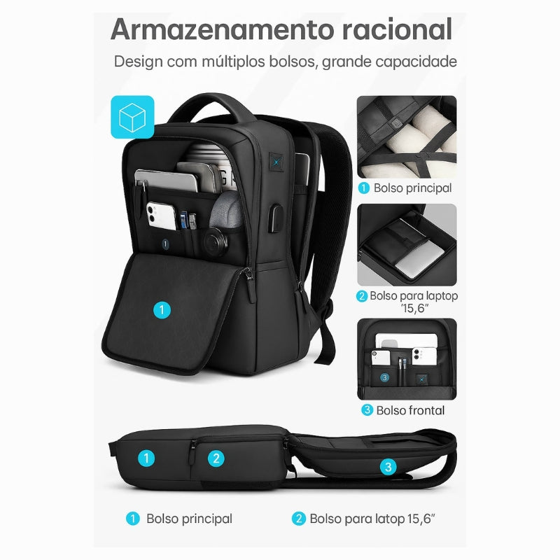 Mochila para Notebook Impermeável Executiva - 15,6”