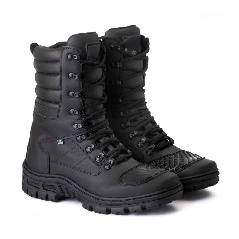 Bota Masculina Para Andar de Moto Fechamento Zíper - Couro