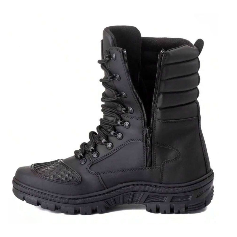 Bota Masculina Para Andar de Moto Fechamento Zíper - Couro
