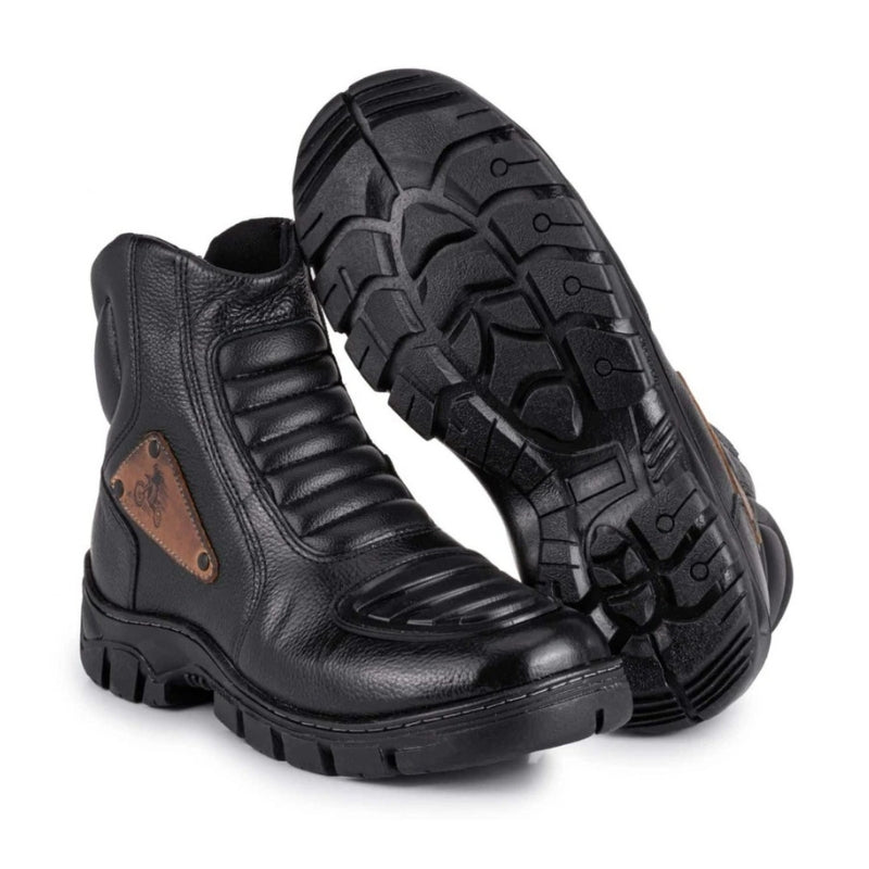 Bota Para Motociclista Masculina Couro Resistente