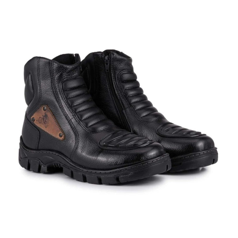 Bota Para Motociclista Masculina Couro Resistente